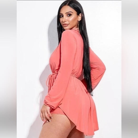 FEW LEFT “Lasting Impression” Coral Long Sleeve Top & Bottoms Set - Picture 4 of 6